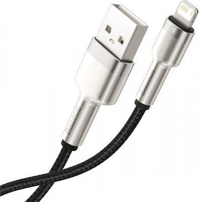 Кабель Baseus CALJK-A01 Cafule Series Metal Data Cable USB to Lightning 2.4A 1m черный - фото 4 - id-p175160780
