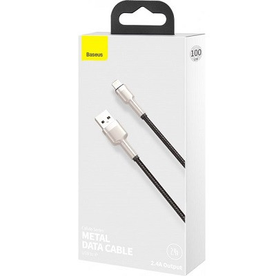 Кабель Baseus CALJK-A01 Cafule Series Metal Data Cable USB to Lightning 2.4A 1m черный - фото 8 - id-p175160780
