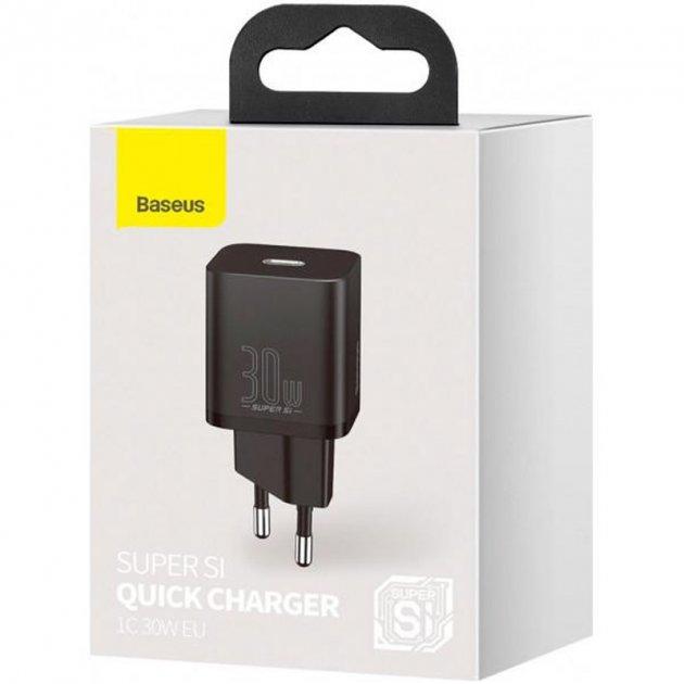 Сетевое зарядное устройство Baseus CCSUP-J01 Super Si Pro Quick Charger Type-C 30W черное - фото 3 - id-p175160788