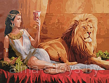 Картина по номерам "Египетская царица со львом", 40* 50, холст на деревянной раме
