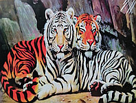 Алмазная мозаика 40*50 "Сладкая парочка тигров", на подрамнике