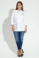 Женская летняя хлопковая белая нарядная большого размера блуза Панда 8840z белый 52р.