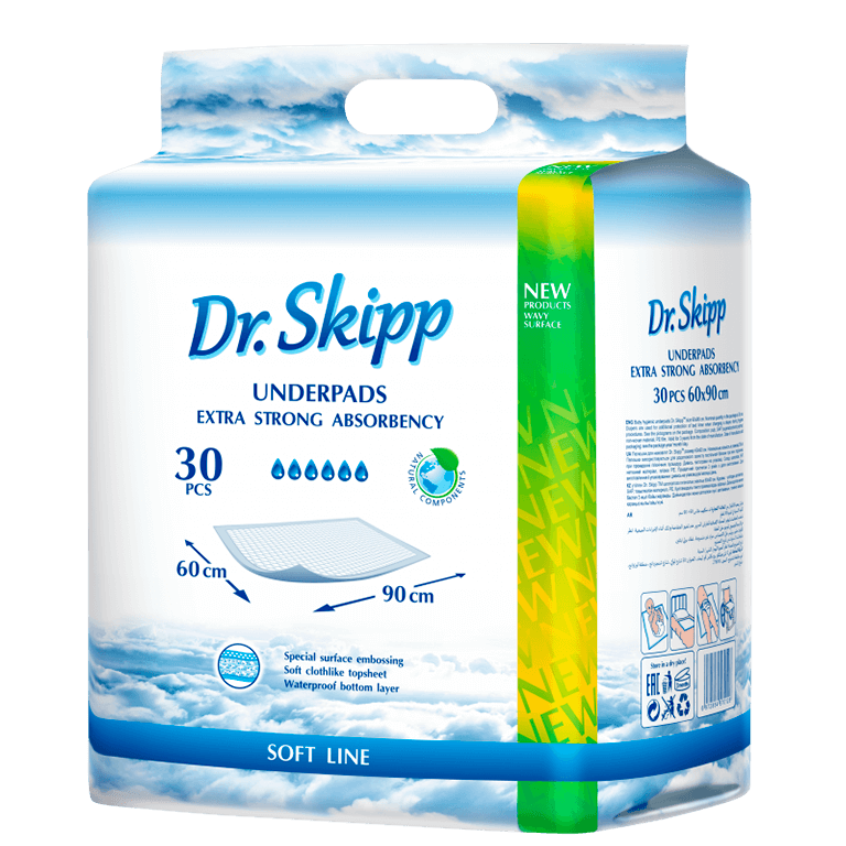 Пеленки гигиенические впитывающие Dr.Skipp Soft line 60х90 см. (30 шт.)