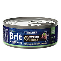 Консервы для кошек Brit Premium Cat Sterilised (курица, печень)