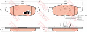 FDB8119 ZIGGER GDB1108 TRW GDB1108 432 02=FDB766=571522B !колодки дисковые п.\ Ford Mondeo 1.6-2.5/1.8TD 93-00