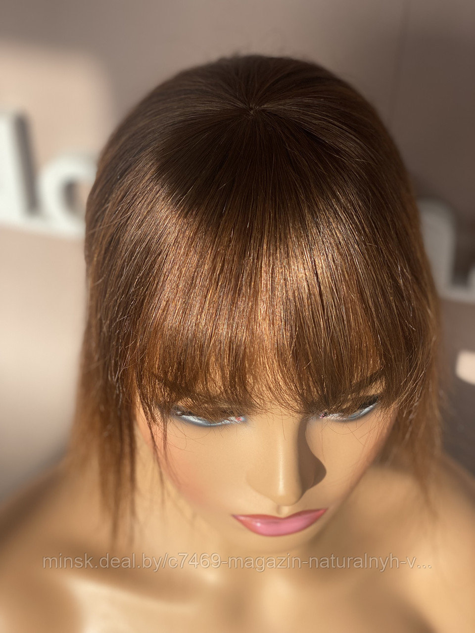 Накладки из натурального волоса с чёлкой (цвет 4 шоколад ) - фото 9 - id-p175176254