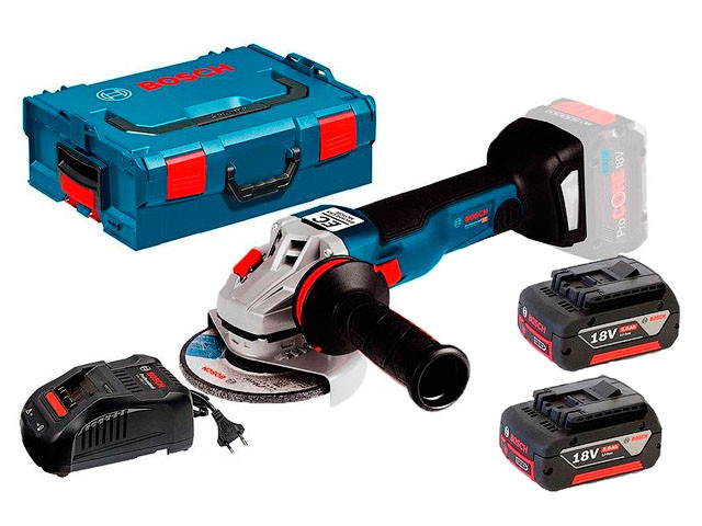 Аккум. углошлифмашина BOSCH GWS 18V-10 L-BOXX (18.0 В, 2 акк., 5.0 А/ч, Li-Ion, диск 125х22.0 мм)