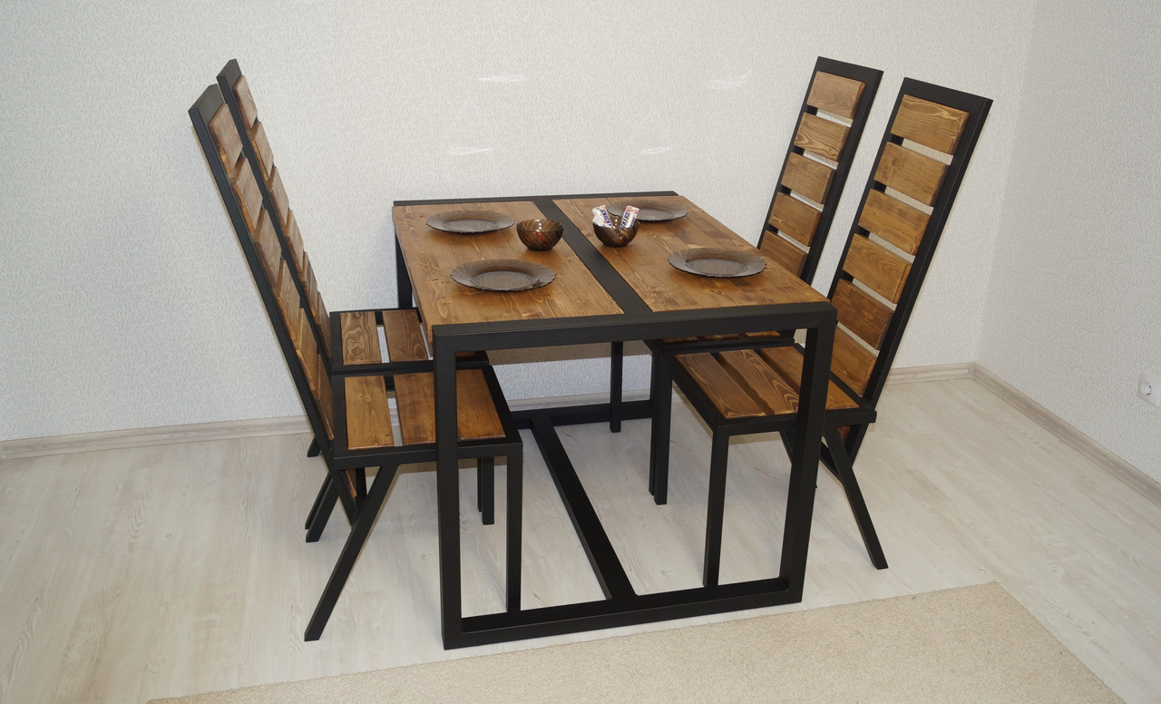 Комплект стол +4 стула в стиле  ЛОФТ DPG54