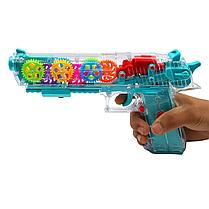 Игрушечный музыкальный пистолет Gear light gun прозрачный 25 см со световыми эффектами, фото 2