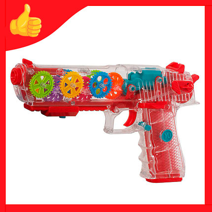 Игрушечный музыкальный пистолет Gear light gun прозрачный 25 см со световыми эффектами, фото 2