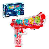 Игрушечный музыкальный пистолет Gear light gun прозрачный 25 см со световыми эффектами, фото 3