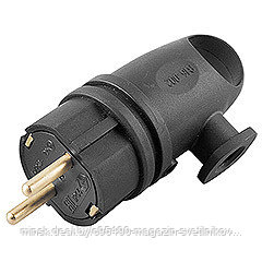 Вилка угловая с/з : каучук, 250В, 16A, IP44, серия Одри, RPG16-21-442 (В 16-002), черный