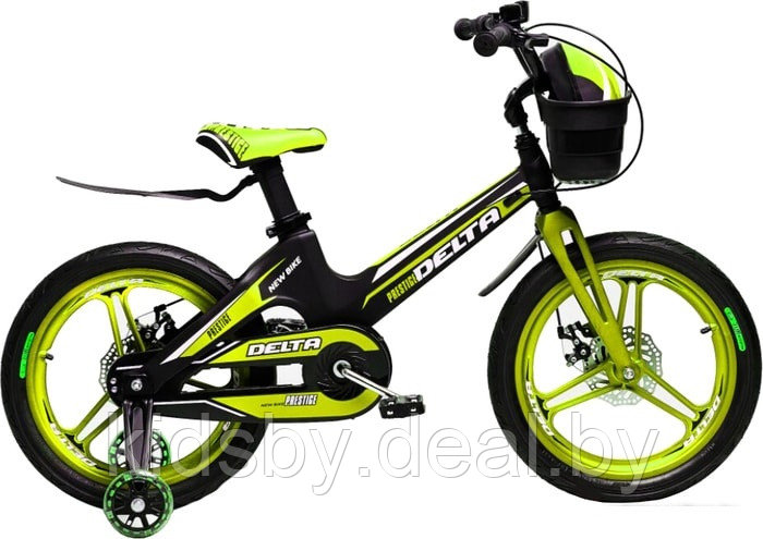 Детский велосипед Delta Prestige D 18" + шлем 2020 (черный/зеленый) магниевая рама, вилка и колеса