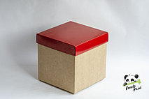 Коробка 150х150х150 Красная (крафт дно)