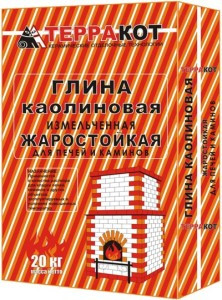 Глина каолиновая измельченная жаростойкая 20кг