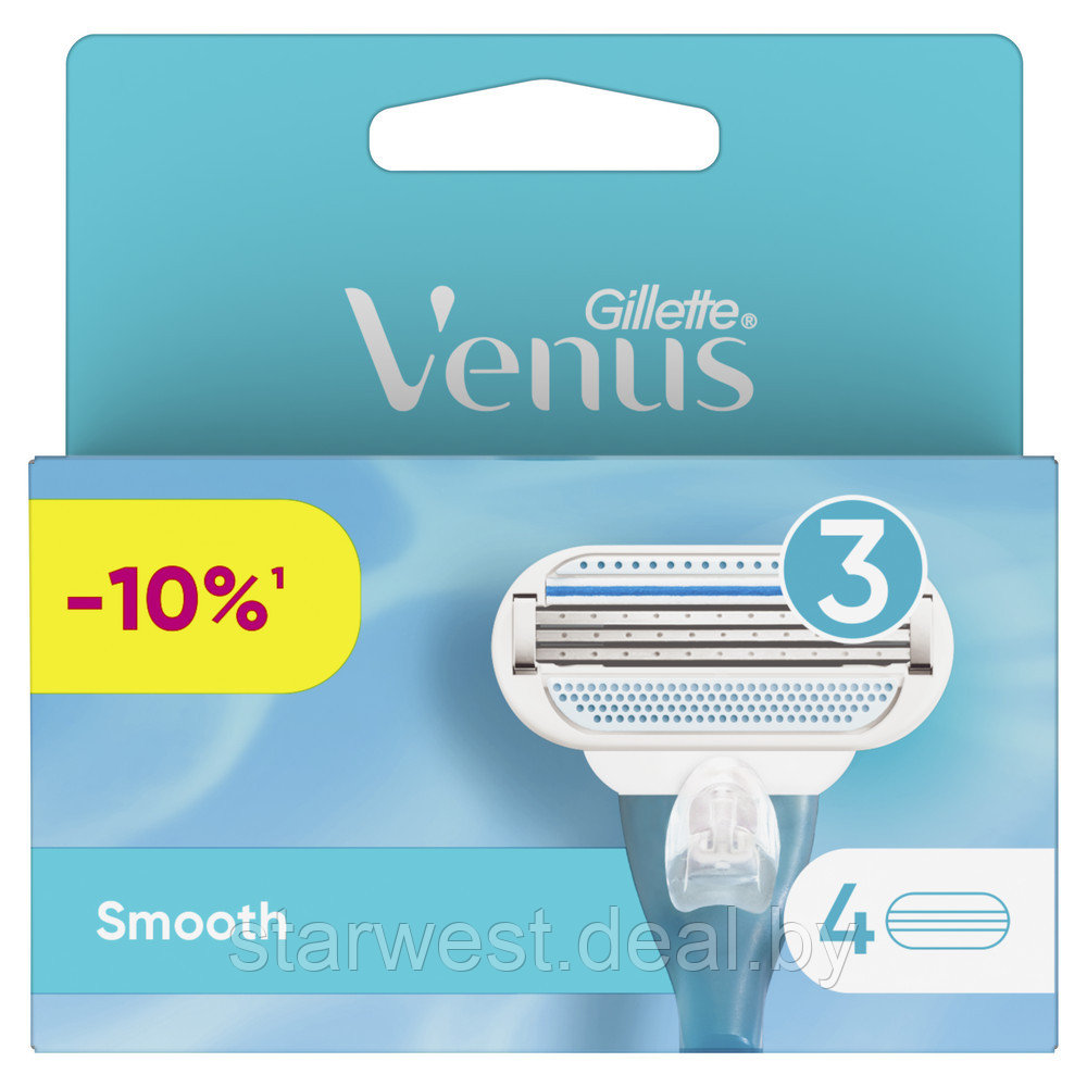 Gillette Venus Smooth 4 шт. Женские сменные кассеты / лезвия для бритья - фото 1 - id-p175225155