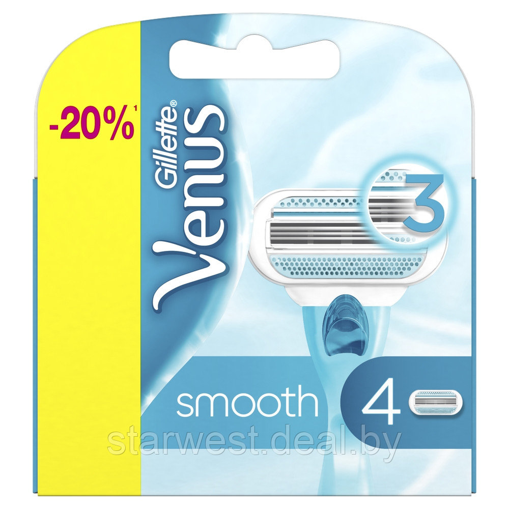 Gillette Venus Smooth 4 шт. Женские сменные кассеты / лезвия для бритья - фото 2 - id-p175225155
