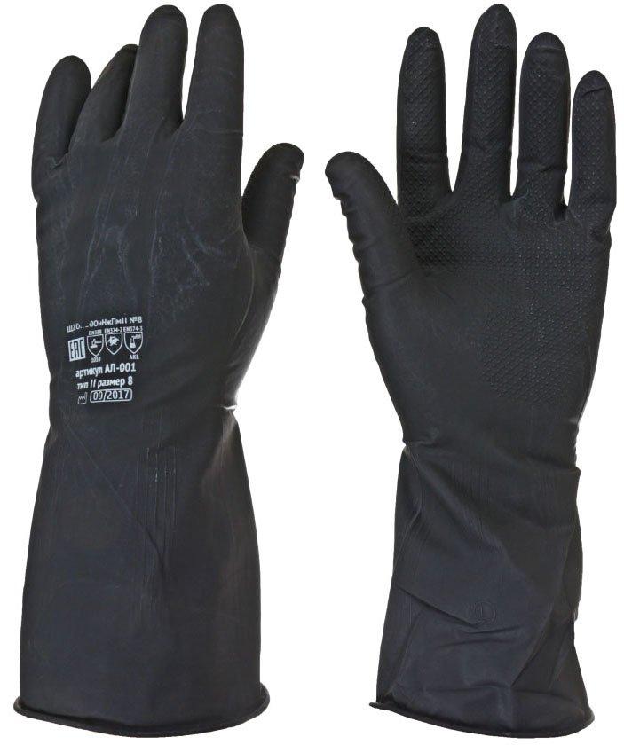 Перчатки латексные технические  тип 2, размер 8, черные