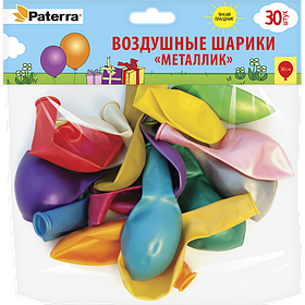 Воздушные шарики МЕТАЛЛИК, 30 см, разноцв., 30 шт. в упак., PATERRA