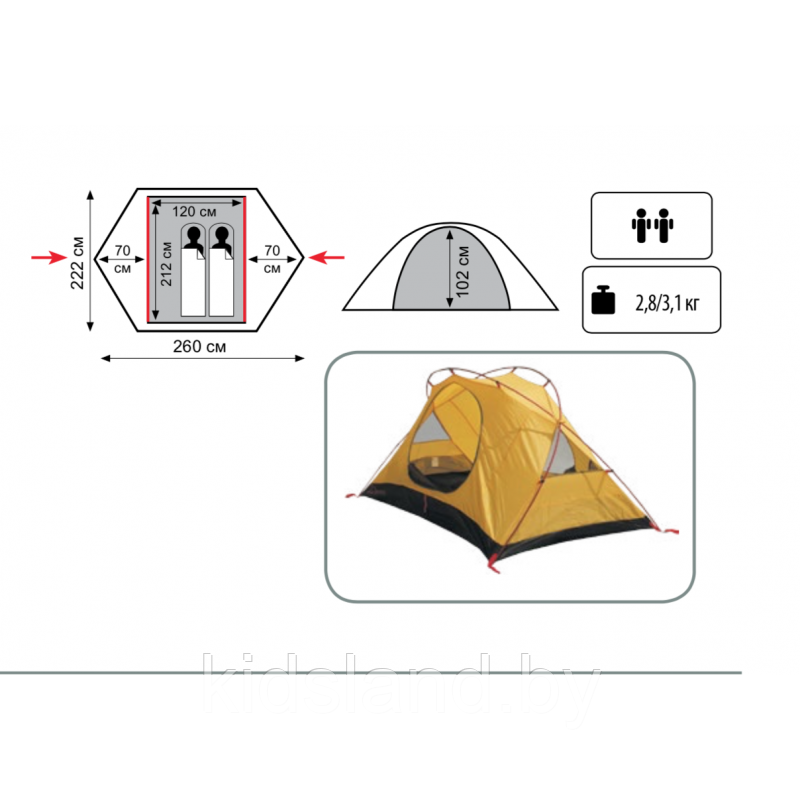 Палатка Экспедиционная Tramp Sarma 2 (V2) - фото 4 - id-p175246938