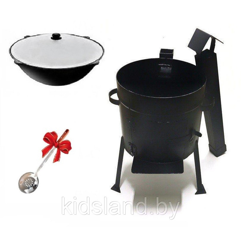 Набор печь для казана усиленная с дымоходом "Мастер" и казан на 8 литров. + Подарки - фото 7 - id-p169414082