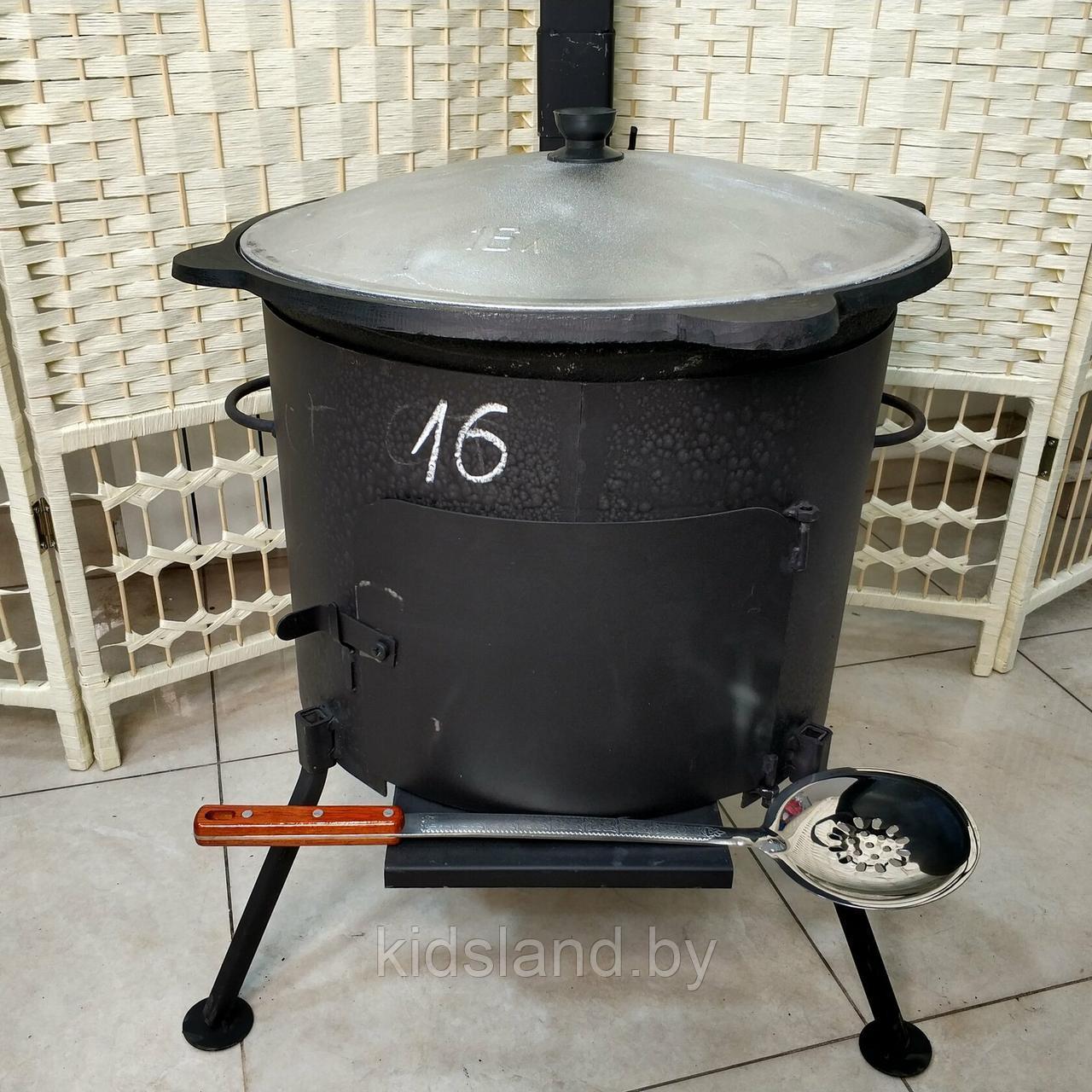 Печь для казана усиленная с дымоходом "Мастер" на 12 литров - фото 2 - id-p169413944