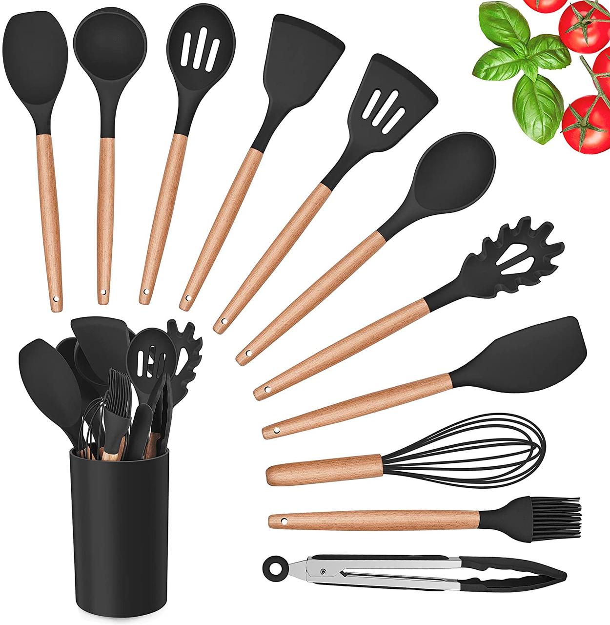 Набор силиконовых кухонных принадлежностей на подставке 12 предметов Silicone Kitchen Set