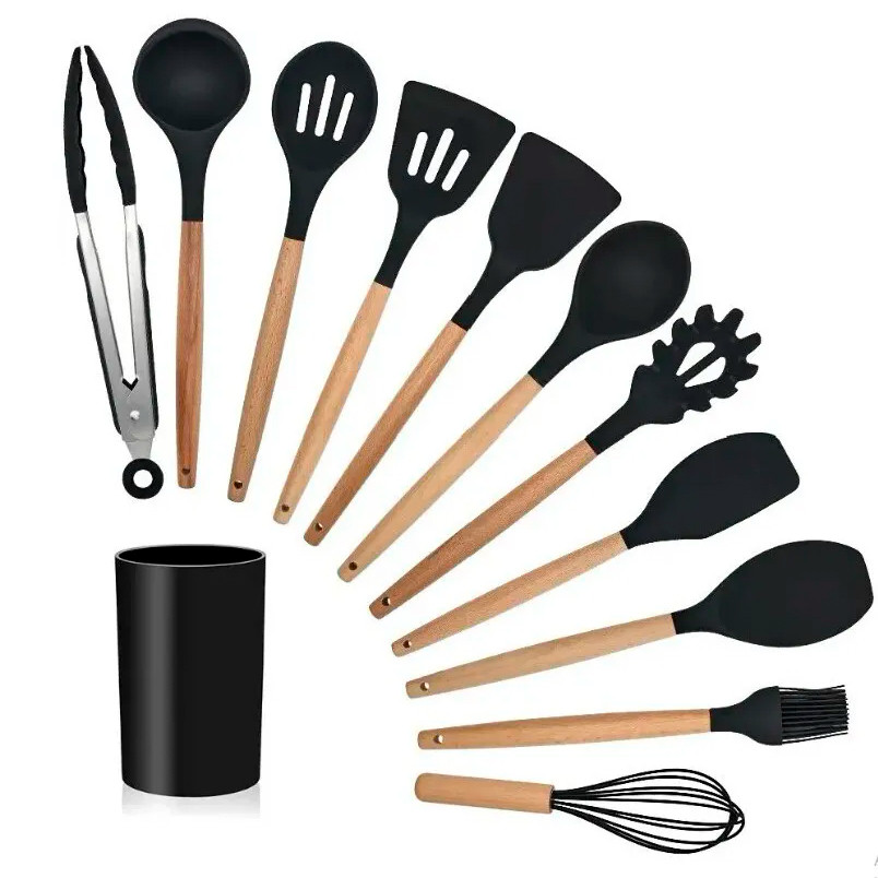 Набор силиконовых кухонных принадлежностей на подставке 12 предметов Silicone Kitchen Set - фото 2 - id-p175275141