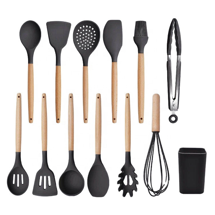 Набор силиконовых кухонных принадлежностей на подставке 12 предметов Silicone Kitchen Set - фото 2 - id-p175275138