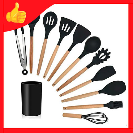Набор силиконовых кухонных принадлежностей на подставке 12 предметов Silicone Kitchen Set, фото 2