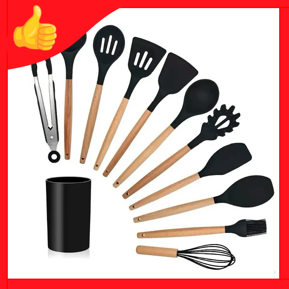 Набор силиконовых кухонных принадлежностей на подставке 12 предметов Silicone Kitchen Set - фото 1 - id-p175275138