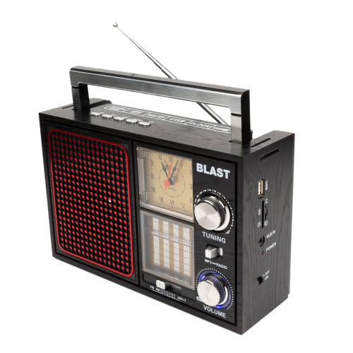 Радиоприемник BLAST BPR-912 FM, AM, SW1-SW7 / SD&TF&USB MP3 Player / AUX IN / Clock / Flashlight