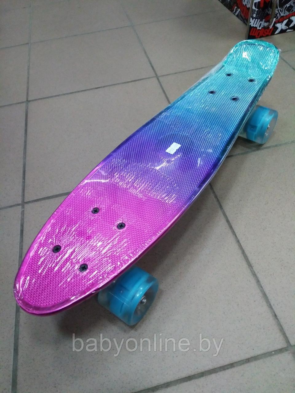 Скейтборд (пенни борд) размер 55см цветной металлик арт 3011L - фото 2 - id-p175332966