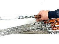 Набор кованых шампуров с деревянной ручкой для люля - кекаб ( 5 шт по 40 см * 20 мм), фото 1