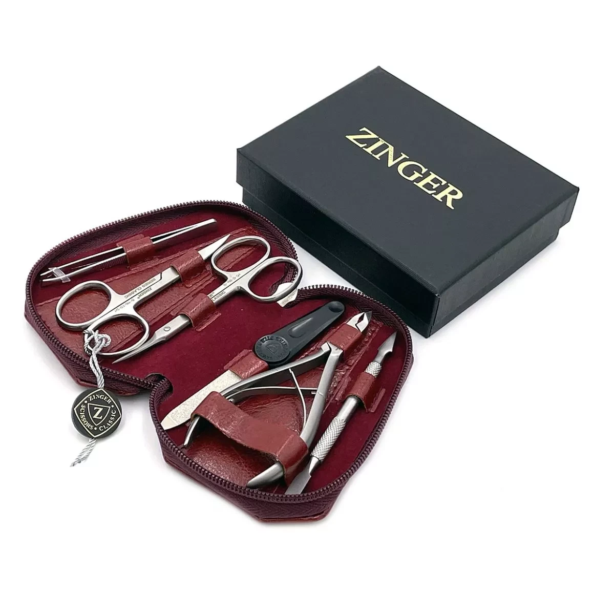 Маникюрный набор Zinger 7103 (6 предметов) ТЕМНО-КРАСНЫЙ - фото 1 - id-p175458015