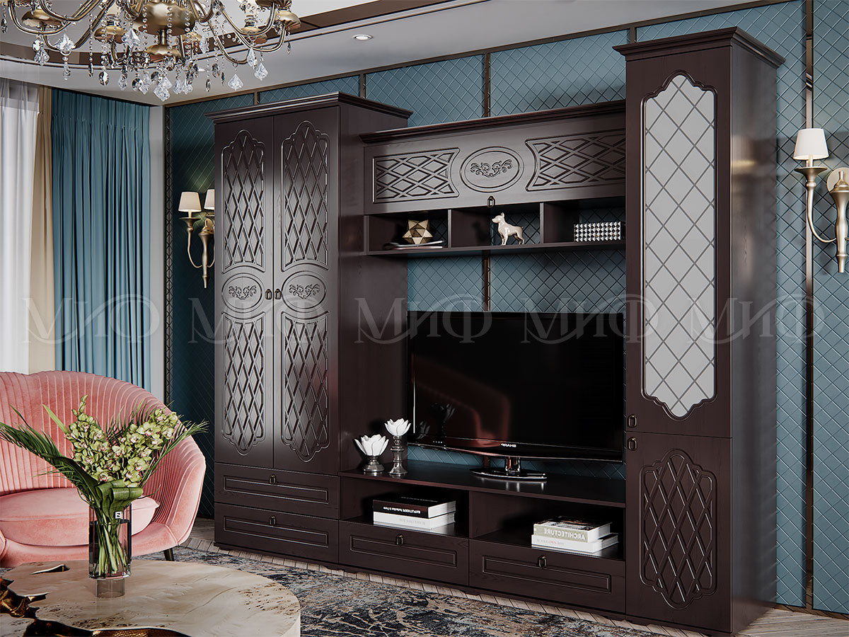 Гостиная  Престиж МДФ - Венге / Шоколад - Композиция 1