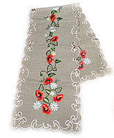 Салфетка дорожка скатерть льняная вышитая декоративная с вышивкой "Маковый букет" 40*180 см