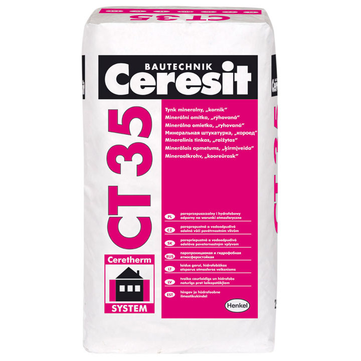 Ceresit «CT 35» Декоративная штукатурка «короед». Предназначена для изготовления покрытий с бороздчатой фактур