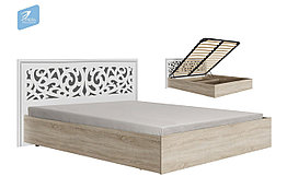 Кровать Мадлен с ПМ 1,6 м - Дуб сонома светлый / Белый - Серебро