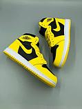 Кроссовки женские демисезонные Nike Jordan 1 черно-желтые, фото 3