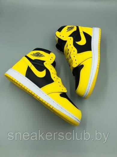 Кроссовки женские демисезонные Nike Jordan 1 черно-желтые - фото 3 - id-p175489236