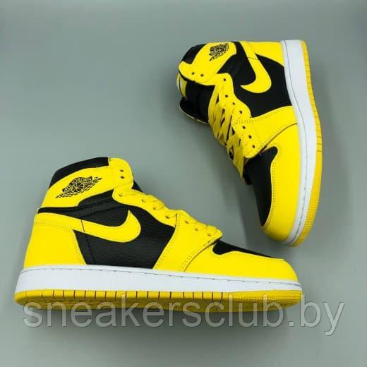 Кроссовки женские демисезонные Nike Jordan 1 черно-желтые - фото 5 - id-p175489236