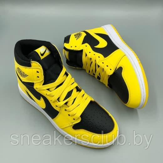 Кроссовки женские демисезонные Nike Jordan 1 черно-желтые - фото 4 - id-p175489236