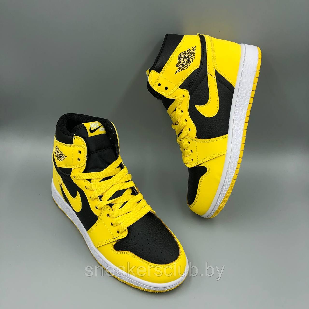 Кроссовки женские демисезонные Nike Jordan 1 черно-желтые