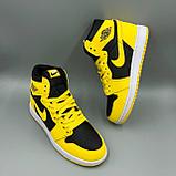 Кроссовки женские демисезонные Nike Jordan 1 черно-желтые, фото 2