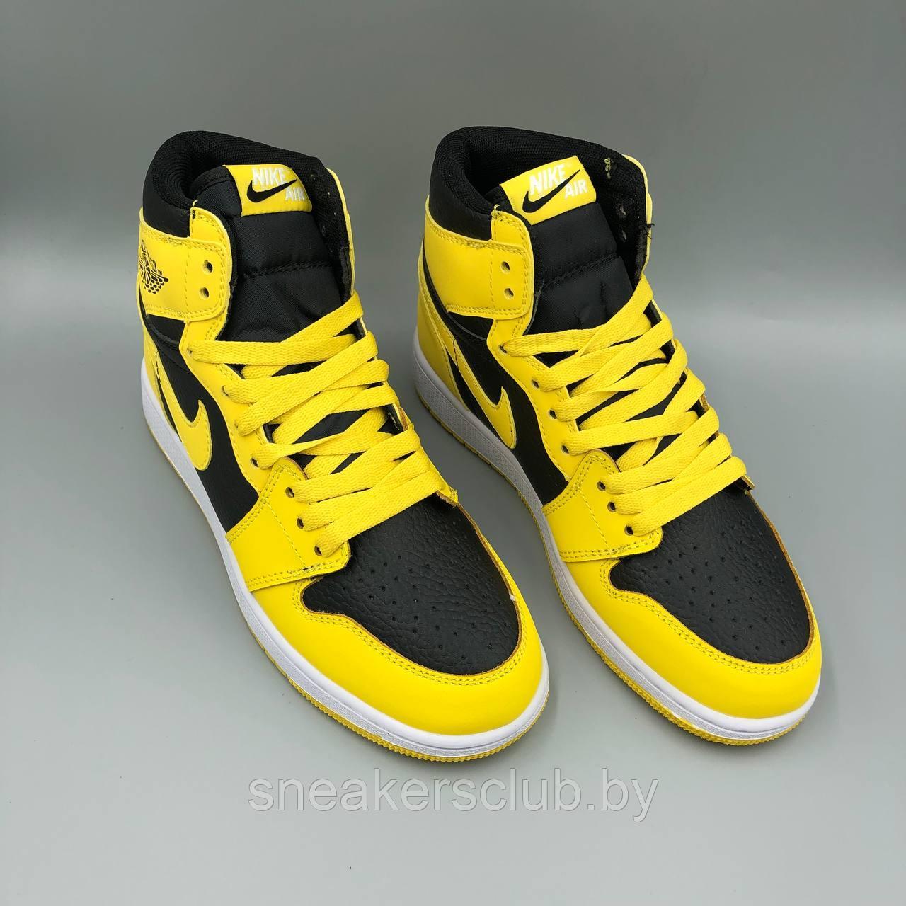 Кроссовки женские демисезонные Nike Jordan 1 черно-желтые - фото 6 - id-p175489236