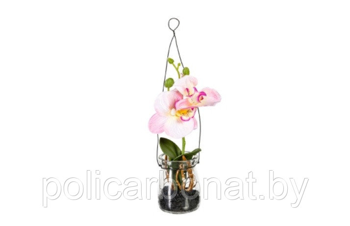 Орхидея искусственная в подвесном горшке, 20 см, розовый - фото 1 - id-p107896118