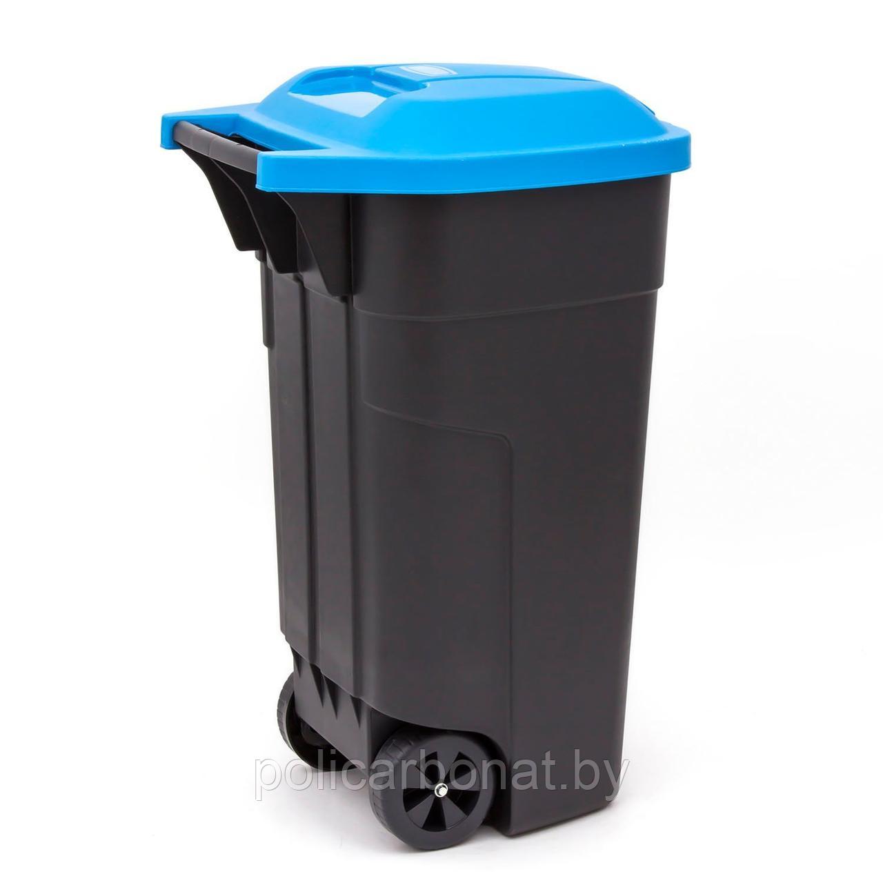 Урна для мусора на колёсах REFUSE BIN 110 л, черный/синий - фото 1 - id-p107896360