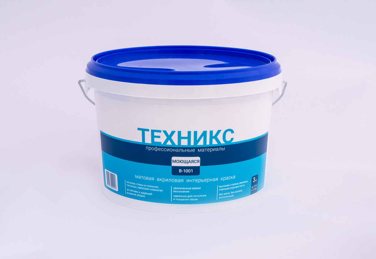 Краска ТЕХНИКС моющаяся 3 кг. РБ (ВД-АК-2 В-1001)