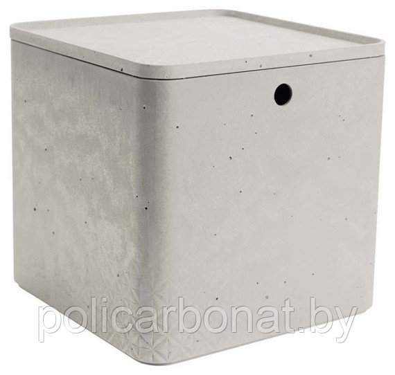 Коробка квадратная с крышкой XL Beton 18L, серый